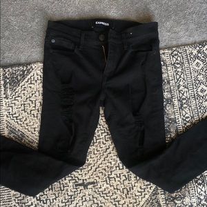 Express black distressed jeans